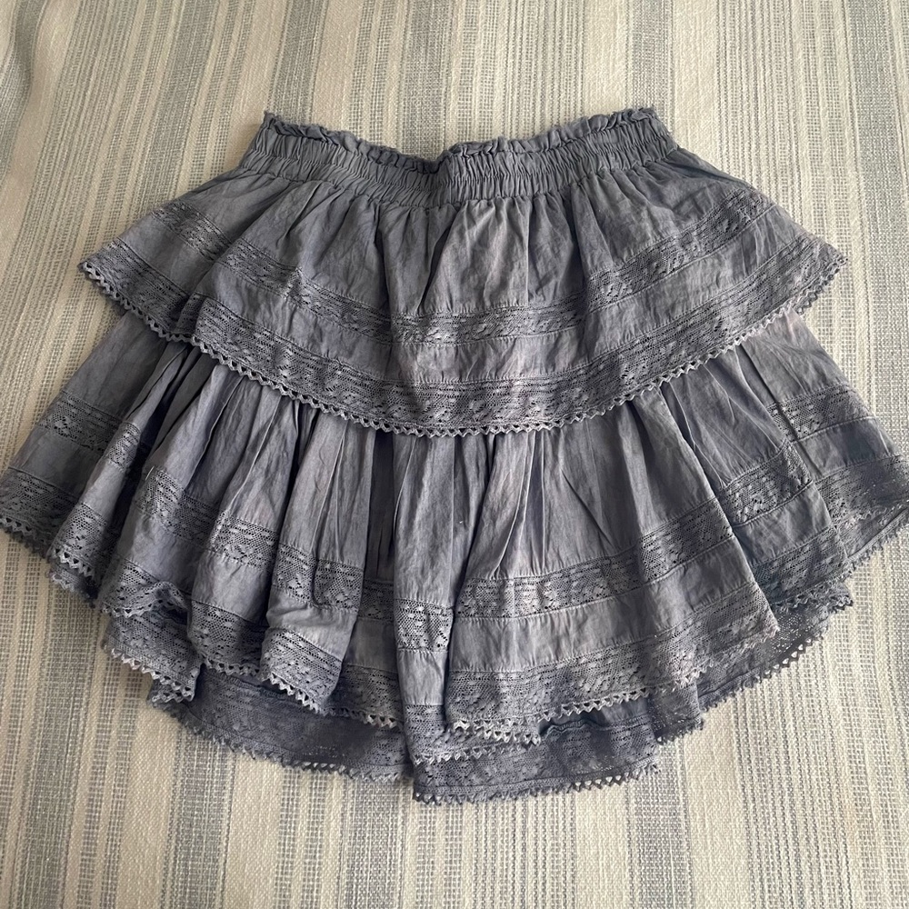 LoveShackFancy Blue Ruffle Mini Skirt